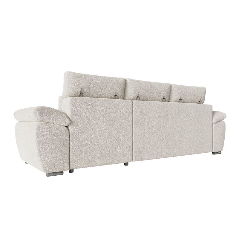 KOMECO - Canapé d'angle réversible convertible en tissu bouclettes